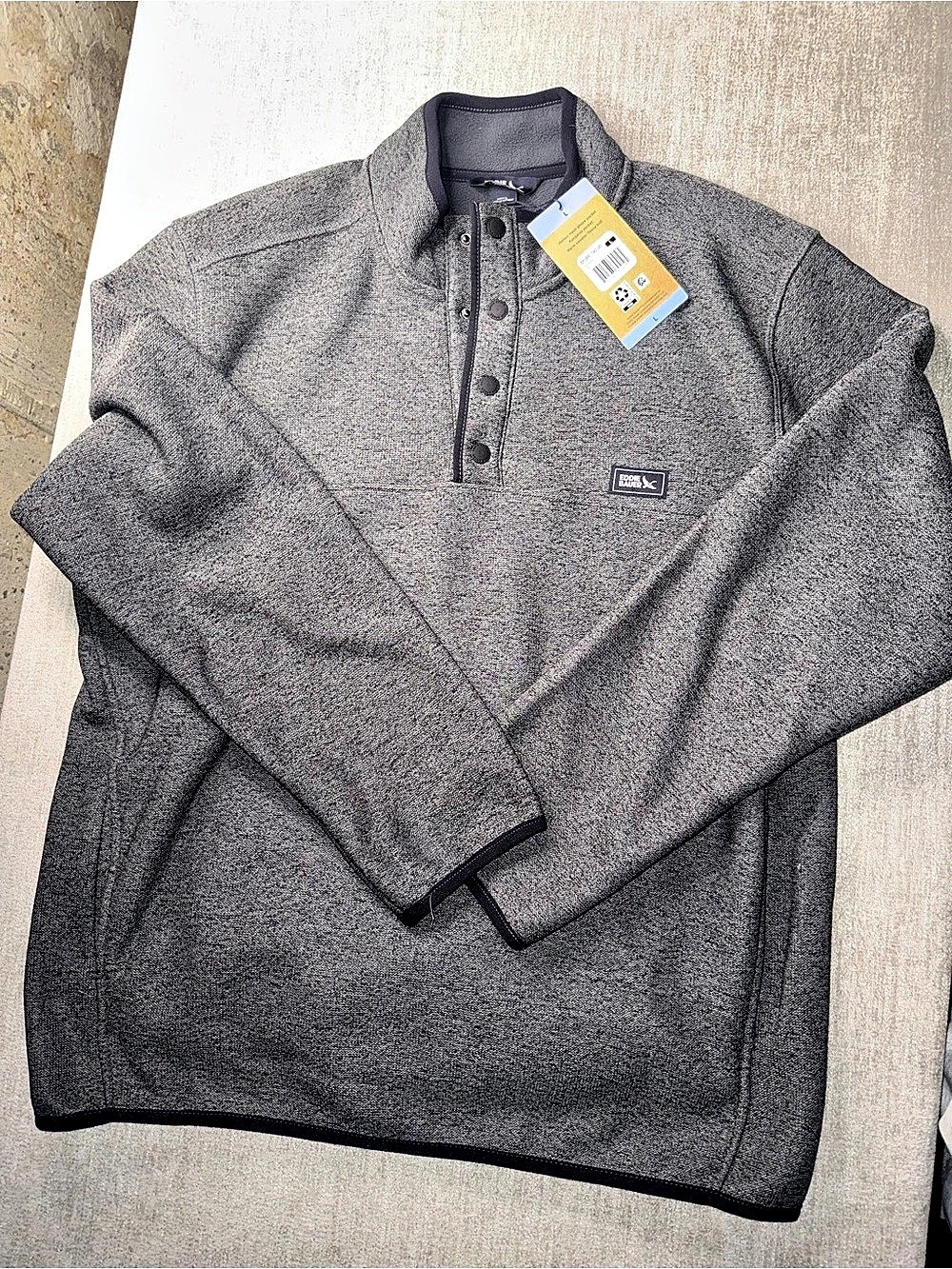 Eddie Bauer Radiator Fleece Snap Mock Pullover Gray Men's Large